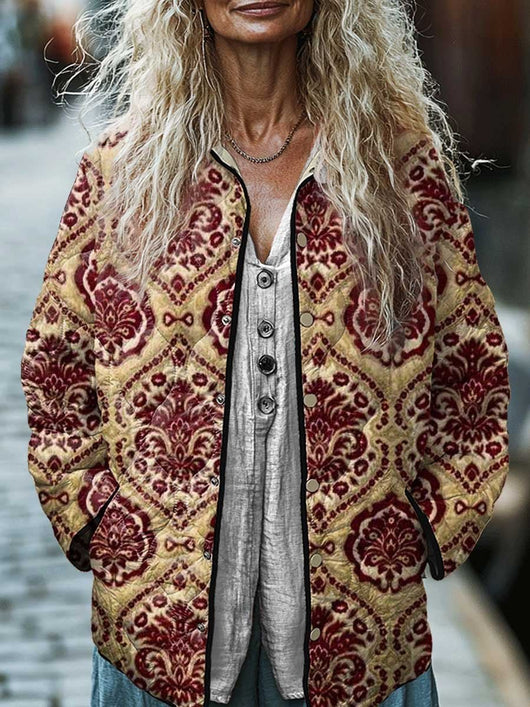 Chaqueta Acolchada de Algodón para Mujer con Estampado Floral Digital - Image 7