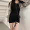 Vestido Camisero Cuadros Retro Entallado con Cordón Ajustable