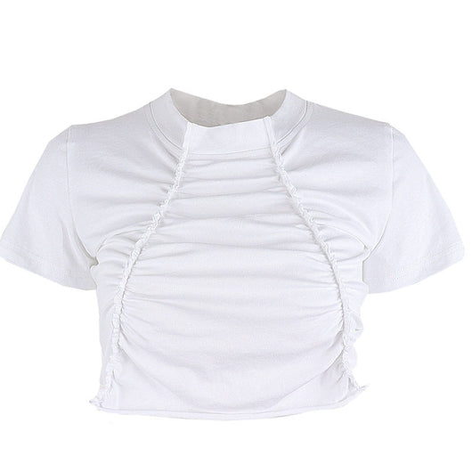 Blusa de Verano con Diseño de Pliegues y Costuras Europeas - Image 7