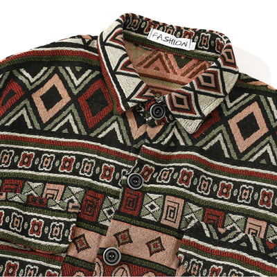 Camisa Vintage Étnica Tejida con Bordados para Hombre - Manga Larga - Image 15