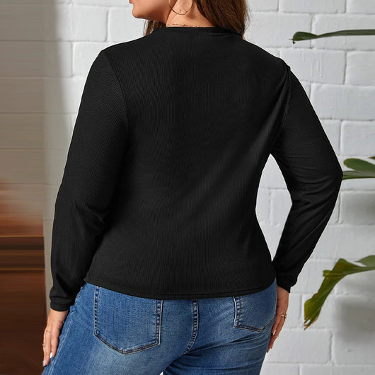 Blusa Asimétrica Ajustada de Cuello Redondo para Mujer - Image 2