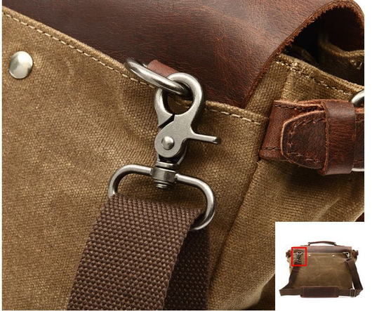 Bolsa para Laptop Vintage de Cuero y Lona para Hombre - Image 11
