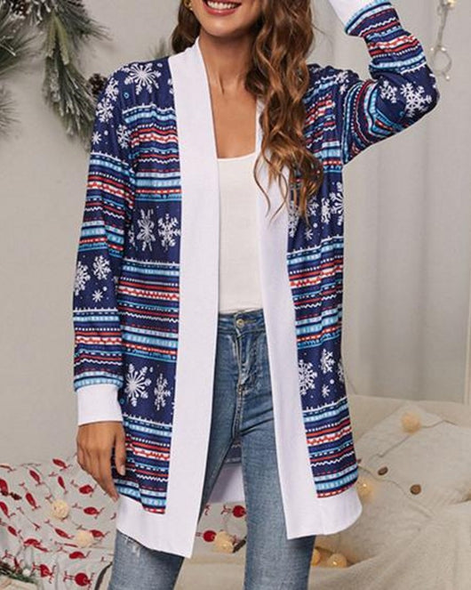 Cardigan Navideño con Estampado Festivo y Detalles en Contraste para Mujer - Image 7