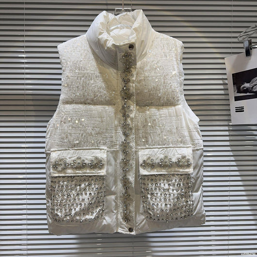 Chaqueta Acolchada de Algodón con Pedrería para Mujer - Image 14