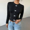 Blusa Corta con Diseño de Moño Elegante y Manga Larga