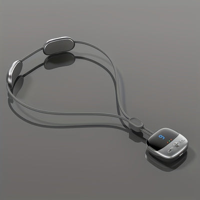 Red mini portable cervical massager with a pendant design, featuring an LCD screen and control buttons. - Image 2