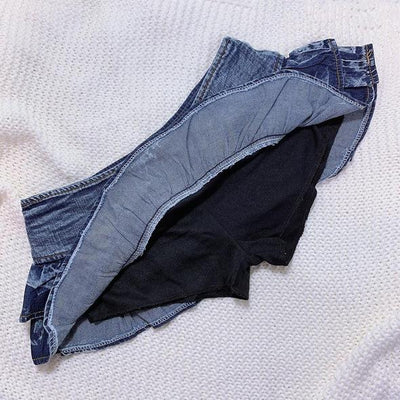 Minifalda Denim Ajustada Baja con Shorts de Seguridad - Image 3