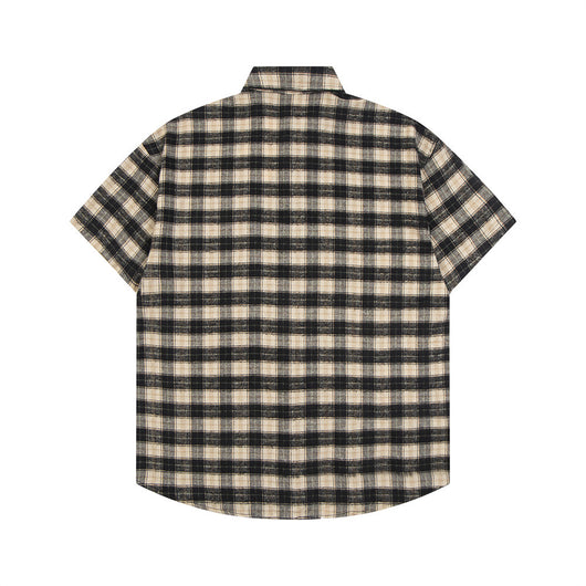 Camisa Suelta a Cuadros de Manga Corta para Hombre - Image 17