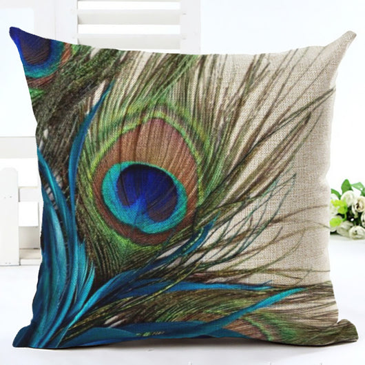 Funda de Almohada Estampado Pavo Real en Algodón y Lino - Image 8