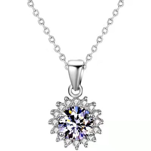 Collar Girasol Plata 925 con Moissanita - Colgante Flor Diamante para Mujer - Image 5