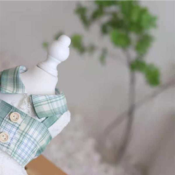 Vestido Cuadriculado Verde Menta para Perro Pequeño - Diseño Falsa Dos Piezas