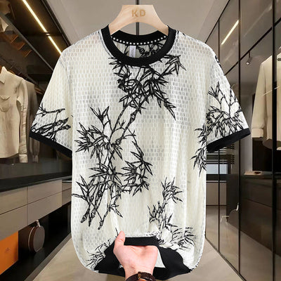 Playera Corta de Malla Ice Silk para Hombre - Fresca y Transpirable