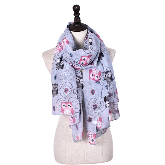 Chal Estampado con Búhos de Colores para Mujer - Image 4