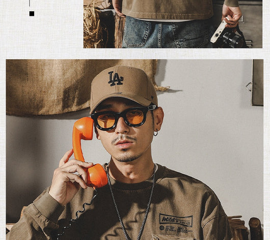 Camiseta Manga Larga Algodón Estilo Retro Americano para Hombre - Image 9
