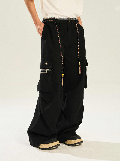 Pantalón de Trabajo Cintura con Lazo Pierna Recta Ancha - Image 6