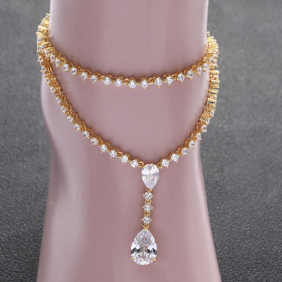 Pulsera de Tobillo Doble Círculo con Circonitas de Agua - Image 9