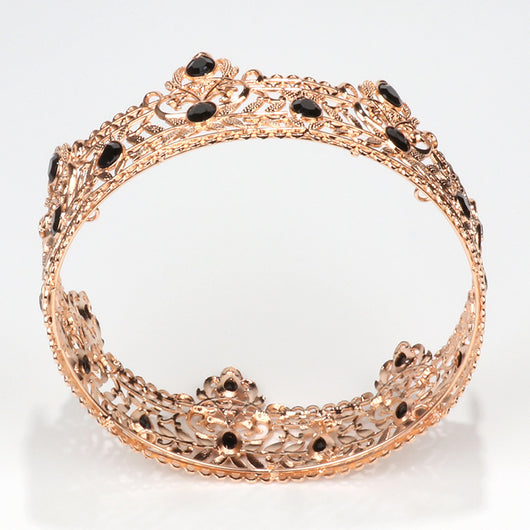 Anillo Retro Europeo-Americano Corona Dorada para Hombre en Negro - Image 6