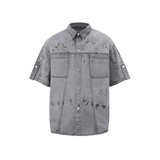 Conjunto de Camisa y Shorts Denim Retro Desgastado para Verano - Image 6