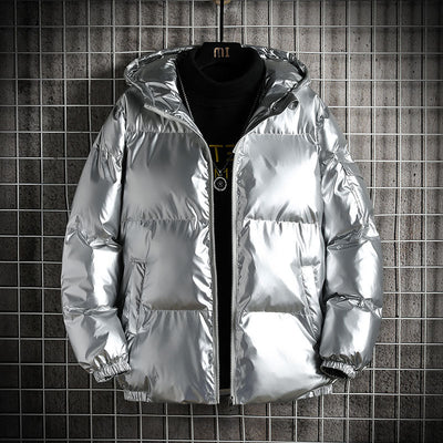 Chaqueta Acolchada Brillante de Algodón con Capucha - Image 4