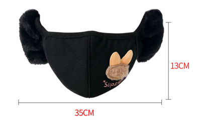 Brown winter mask with integrated faux fur earmuffs, featuring 'my girl' text and floral lace embroidery. - Image 10