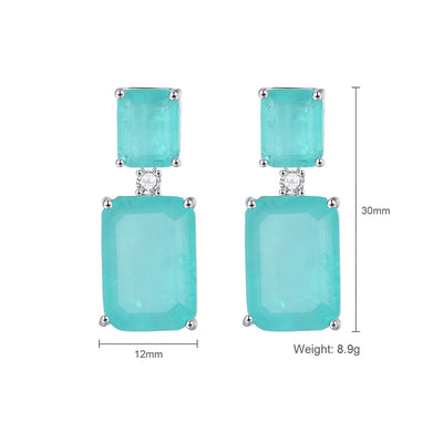 Aretes Rectangulares de Piedra Azul Marino - Gema de Alta Calidad - Image 12
