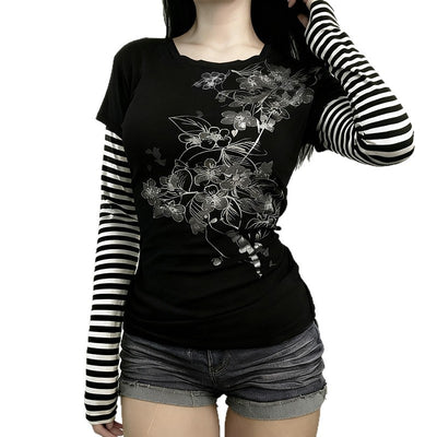 Blusa Casual de Rayas con Efecto Dos Piezas y Manga Larga - Image 5