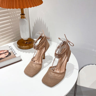 Tacones Altos Cuadrados con Cordones para Mujer - Image 8