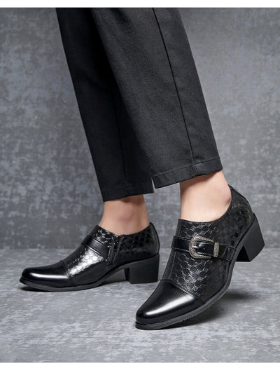Zapatos Casuales de Cuero Cubano con Diseño Piel de Serpiente para Hombre - Image 15