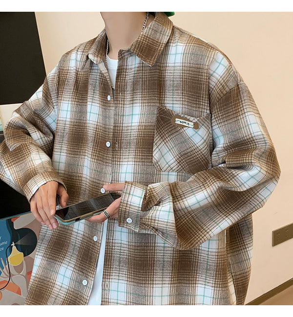 Camisa de Manga Larga Hombre Cuadros Hong Kong Fengrijie