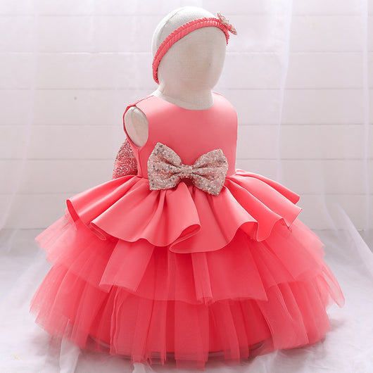 Vestido de Princesa para Niña de Un Año - Diseño Europeo Estampado Elegante - Image 7