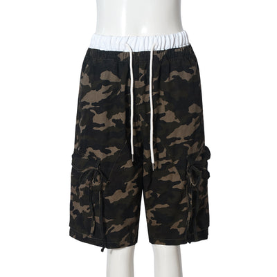 Shorts Holgados de Camuflaje con Bolsillos y Cordón Ajustable - Image 9