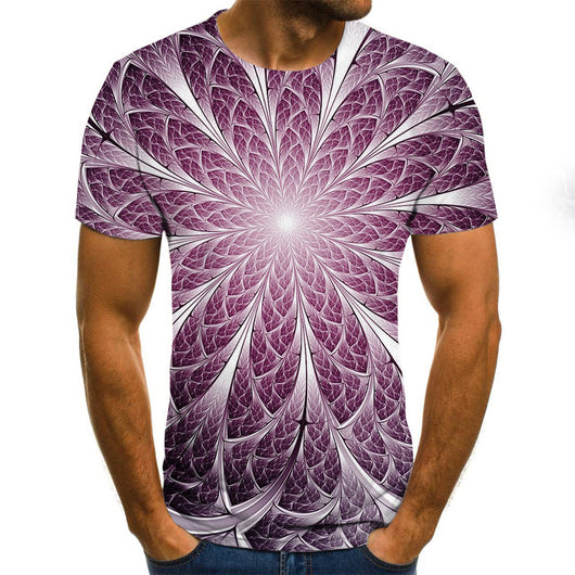Playera de Manga Corta con Patrón Geométrico Digital Tridimensional - Image 9