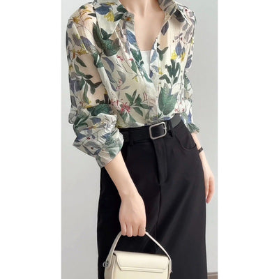 Camisa Suelta con Solapa Estampada - Transpirable para Primavera y Verano - Image 6