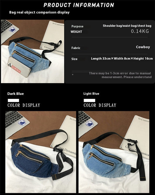 Bolsa de Pecho Denim Estilo Harajuku Japonés y Coreano - Image 8