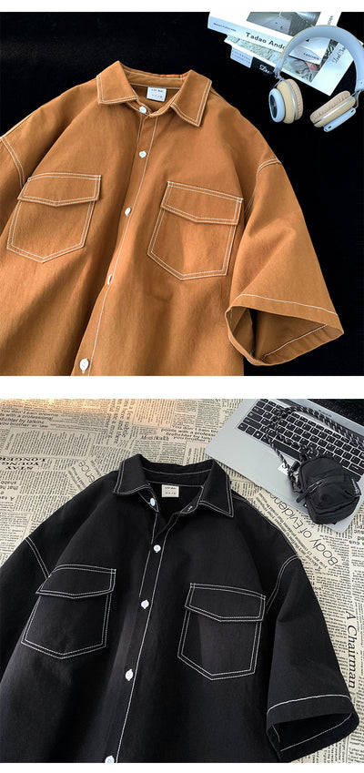 Camisa Retro de Manga Corta para Hombre - Estilo Casual - Image 16