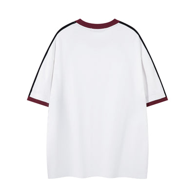 Playera Suelta de Contraste Retro con Estampado de Letras para Parejas - Image 14