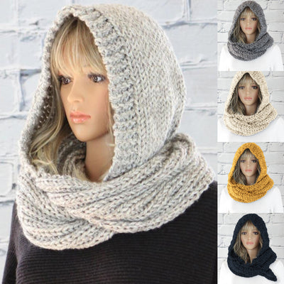 Bufanda Tejida de Lana Pura con Capucha - Estilo Europeo y Americano - Image 7