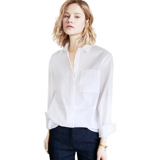 Camisa Blanca Suelta de Corte Profesional para Mujer - Image 10