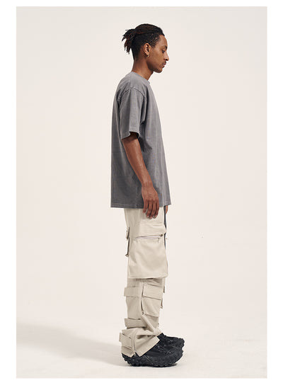 Pantalones Casuales Retro para Hombre con Bolsillos Múltiples y Cierre Lateral - Image 8