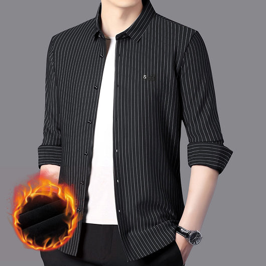Camisa de Rayas Manga Larga para Hombre - Casual Ejecutivo Primavera Otoño - Image 8