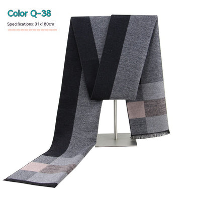 Bufanda de Invierno Rayada en Cashmira Artificial para Hombre - Image 38