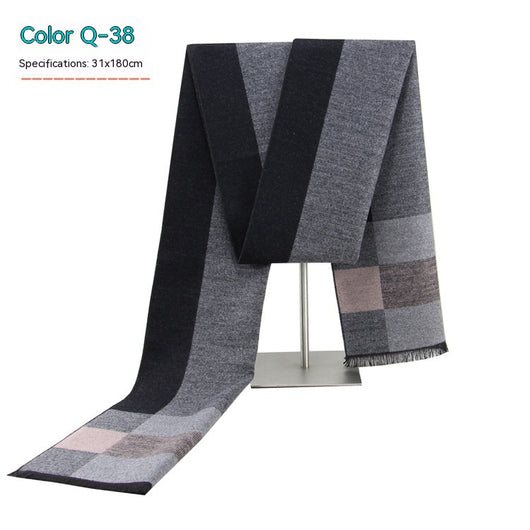 Bufanda de Invierno Rayada en Cashmira Artificial para Hombre - Image 38