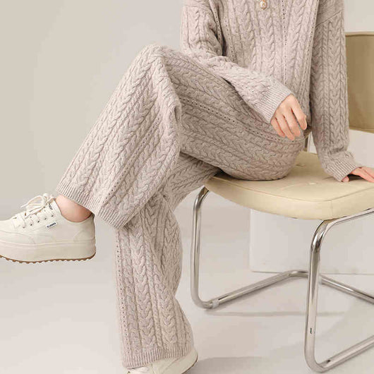 Conjunto de Suéter y Pantalón de Lana Pura para Mujer - Diseño Holgado y Adelgazante - Image 7