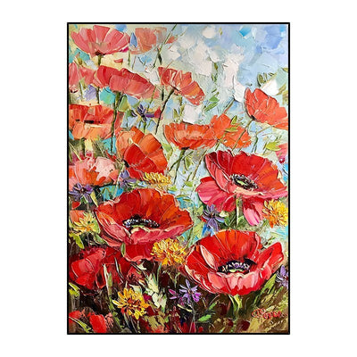 Cuadro Óleo Artesanal Flores Rojas - Pintura Moderna para Sala de Estar - Image 6