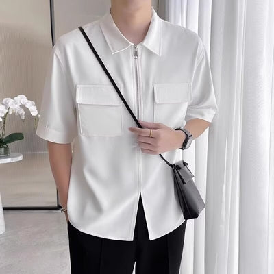 Camisa de Trabajo Manga Corta con Cierre Medio para Hombre - Image 12