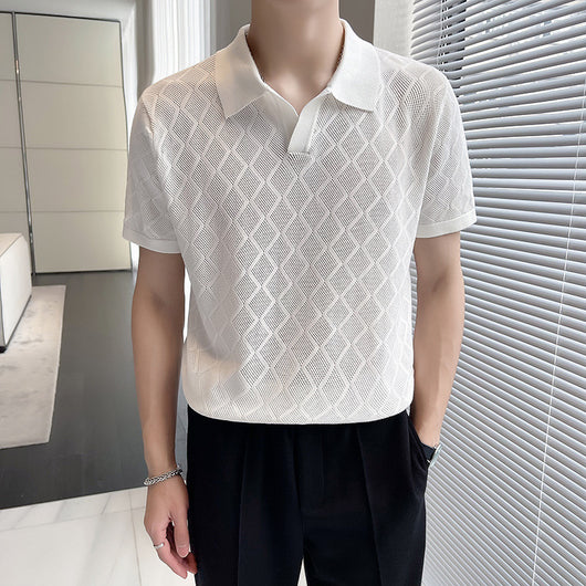 Playera Transpirable Estilo Hong Kong con Cuello Solapa Hueco