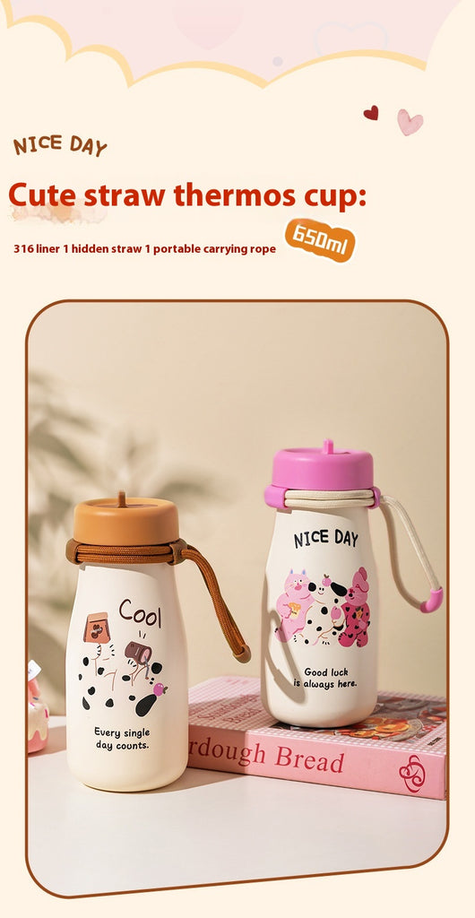 Vaso Térmico Portátil de Gran Capacidad con Pajilla para Mujeres - Image 9