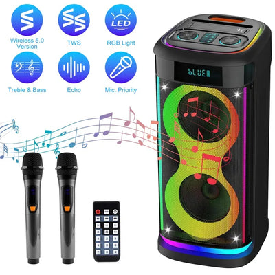 Parlante Portátil Inalámbrico para Fiestas con Micrófono y Luces LED - Image 29