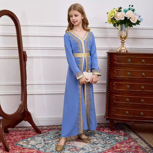 Vestido Infantil de Encaje con Cuello en V - Colección Dubai - Image 3
