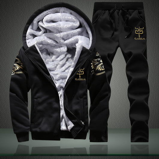 Conjunto Deportivo Dos Piezas Grueso Abrigo Polar para Hombre Talla Grande - Image 7